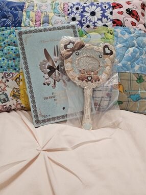 Flower Knows Sweetie Bear Hand Mirror‎ Mint Blue Kawaii Makeup